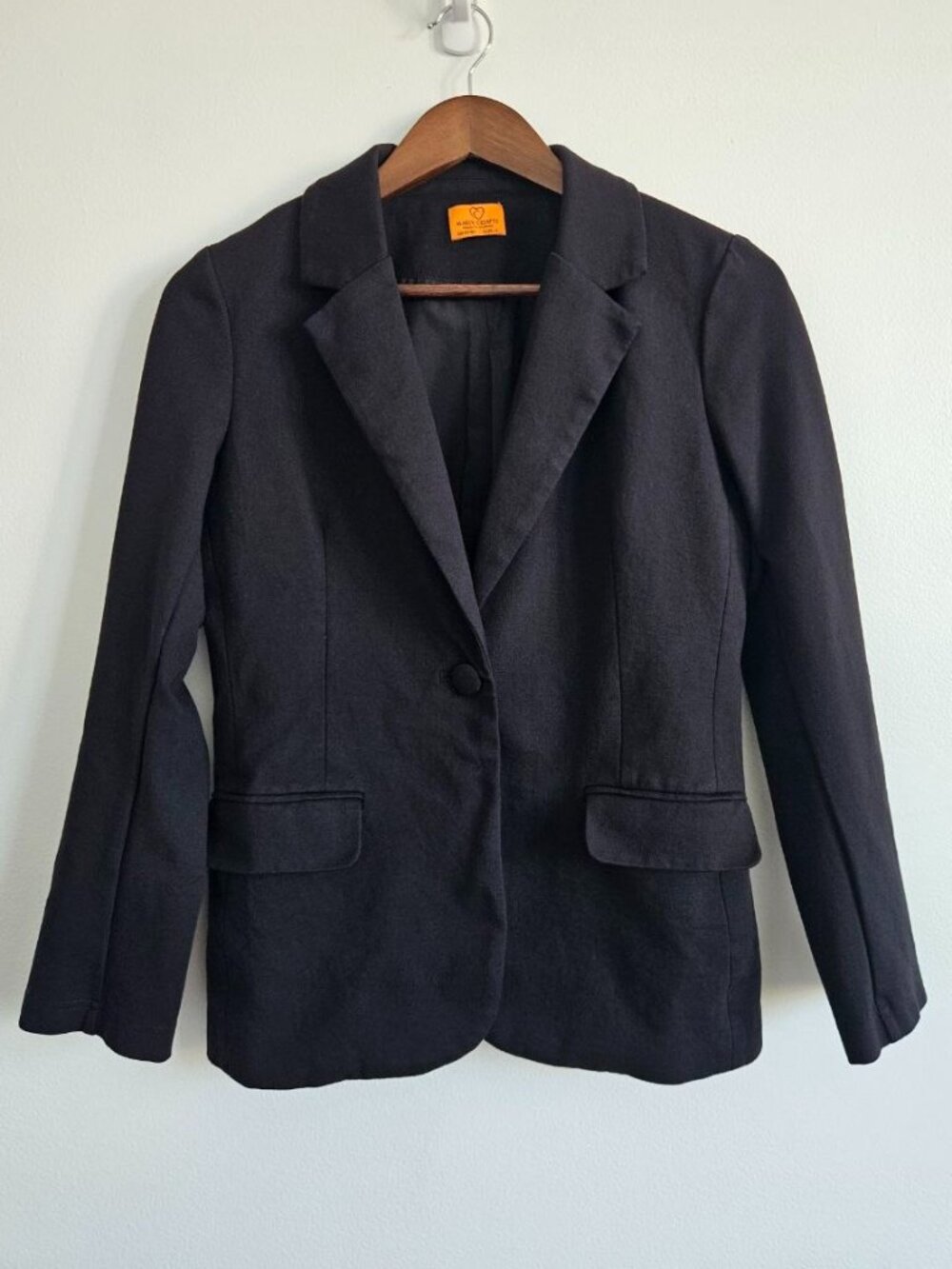 Mary Crafts Black Blazer Size 4 One Button Pockets Lined